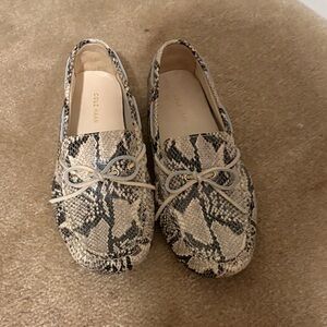 Cole Haan Women's Beige and Black Snakeskin Flats